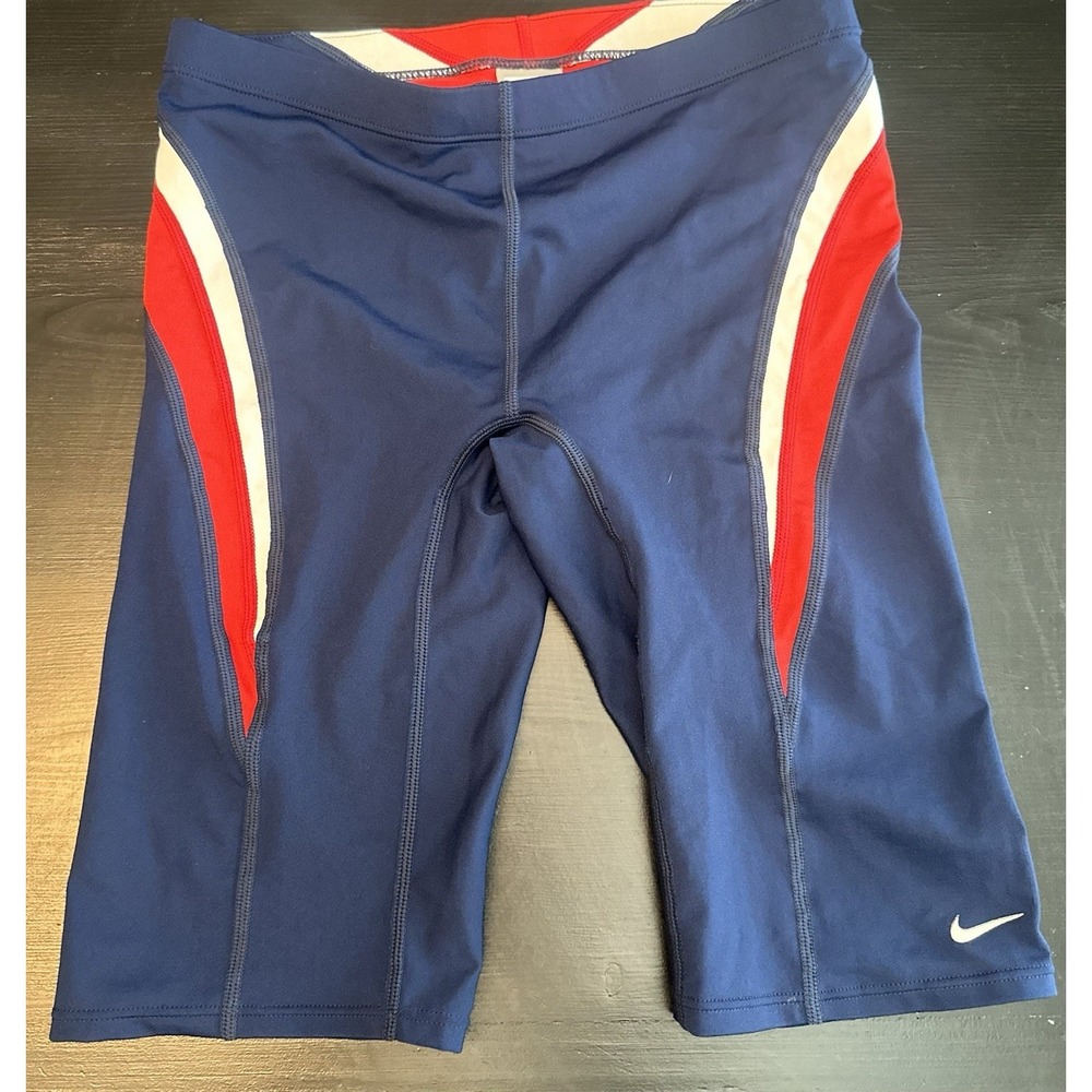 Nike Men's Hydrastrong Navy / Red Swim Jammer Swimsuit Size 32 / M